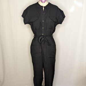 NWT Monrow Black Cotton Gauze Jumpsuit